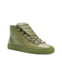 Sneakers alte in pelle verde oliva di Balenciaga