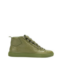 Sneakers alte in pelle verde oliva di Balenciaga