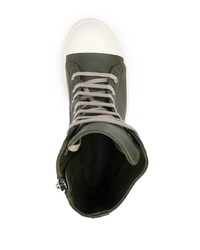 Sneakers alte in pelle verde oliva di Rick Owens