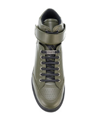 Sneakers alte in pelle verde oliva di Saint Laurent