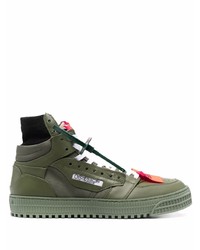 Sneakers alte in pelle verde oliva di Off-White