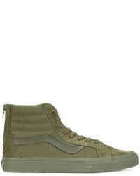 Sneakers alte in pelle verde oliva di Vans