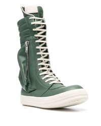 Sneakers alte in pelle verde scuro di Rick Owens