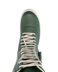 Sneakers alte in pelle verde scuro di Rick Owens
