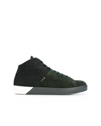 Sneakers alte in pelle verde scuro di Leather Crown