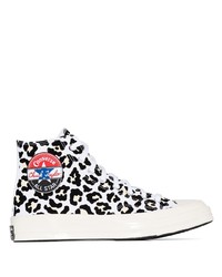 Sneakers alte leopardate bianche di Converse