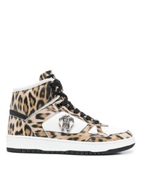 Sneakers alte leopardate bianche di Roberto Cavalli