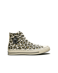 Sneakers alte leopardate marrone chiaro di Converse