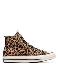 Sneakers alte leopardate marroni di Converse