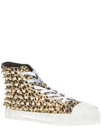 Sneakers alte leopardate marroni di Gienchi