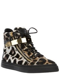 Sneakers alte leopardate marroni di Giuseppe Zanotti