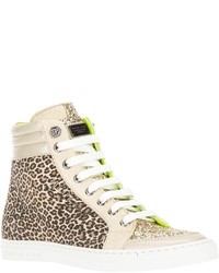 Sneakers alte leopardate marroni di Philipp Plein
