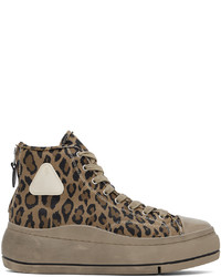 Sneakers alte leopardate marroni di R13