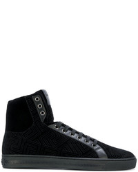 Sneakers alte ricamate nere di Versace