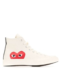 Sneakers alte stampate bianche di Comme des Garcons