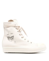 Sneakers alte stampate bianche di Rick Owens DRKSHDW