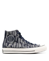 Sneakers alte stampate blu scuro di Converse