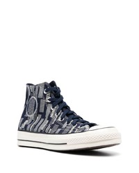 Sneakers alte stampate blu scuro di Converse