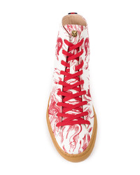 Sneakers alte stampate rosse di Gucci