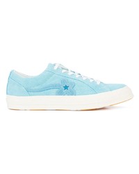 Sneakers basse a fiori azzurre di Converse