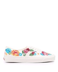 Sneakers basse a fiori bianche