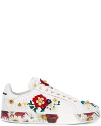 Sneakers basse a fiori bianche di Dolce & Gabbana