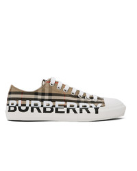 Sneakers basse a quadri marrone chiaro di Burberry