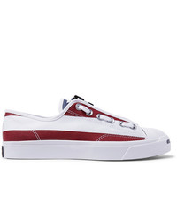 Sneakers basse a righe orizzontali bianche e rosse e blu scuro di Converse