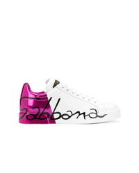 Sneakers basse bianche e rosa di Dolce & Gabbana