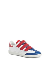 Sneakers basse bianche e rosse e blu scuro