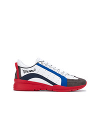 Sneakers basse bianche e rosse e blu scuro di DSQUARED2