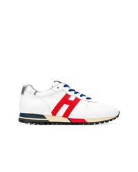 Sneakers basse bianche e rosse e blu scuro di Hogan