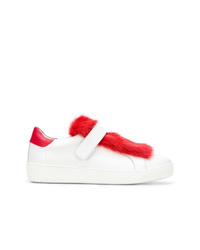 Sneakers basse bianche e rosse di Moncler