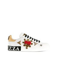 Sneakers basse con paillettes bianche di Dolce & Gabbana
