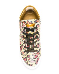 Sneakers basse con paillettes leopardate gialle di Philippe Model