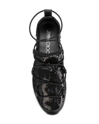 Sneakers basse con paillettes nere di Jimmy Choo