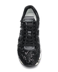 Sneakers basse con paillettes stampate nere di Premiata