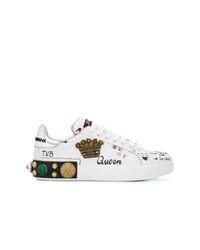 Sneakers basse decorate bianche di Dolce & Gabbana
