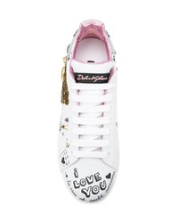 Sneakers basse decorate bianche di Dolce & Gabbana