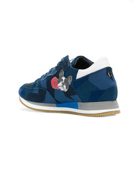 Sneakers basse decorate blu scuro di Philippe Model