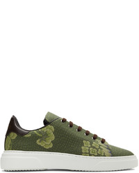 Sneakers basse di raso verde oliva