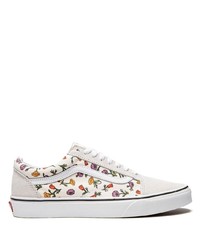 Sneakers basse di tela a fiori bianche di Vans