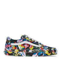 Sneakers basse di tela a fiori multicolori