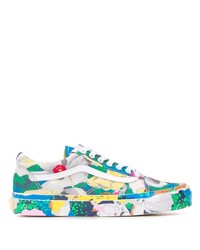 Sneakers basse di tela a fiori multicolori di Kenzo