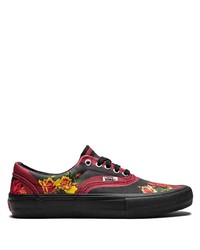 Sneakers basse di tela a fiori nere