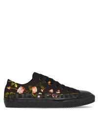 Sneakers basse di tela a fiori nere di Burberry