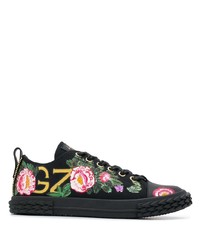 Sneakers basse di tela a fiori nere di Giuseppe Zanotti