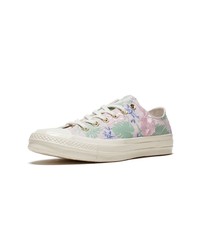 Sneakers basse di tela a fiori rosa di Converse