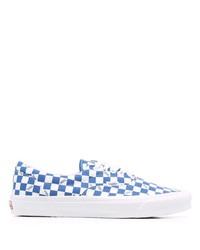 Sneakers basse di tela a quadri bianche e blu di Vans