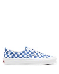 Sneakers basse di tela a quadri bianche e blu di Vans